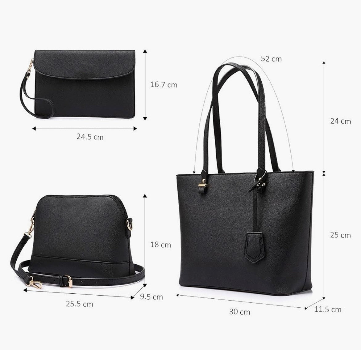 3-PIECE SET FASHION HANDBAGS